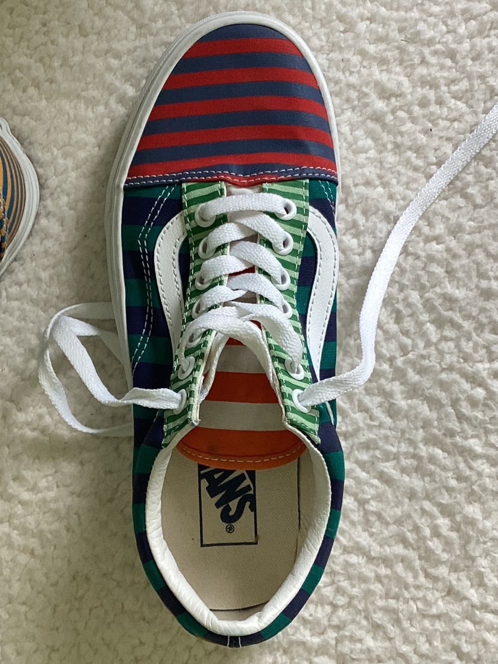 Vans Old Skool Womens 8.5 Mixed Stripe Colorblock Y2K Retro Skate Sneakers - Picture 3 of 6